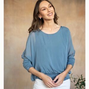 Blue Silk Women's Top